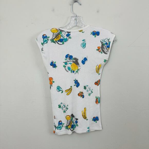 Licorice X White Ribbed Fruit Print Short Sleeve Shirt Girls Size L - Picture 6 of 7
